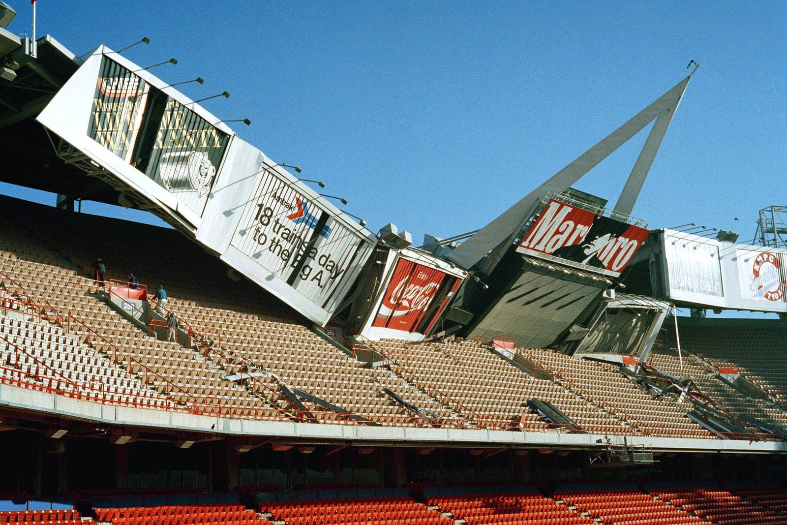 Ben Margot / AP A collapsed portion of the Anaheim Stadium, on Jan. 17.
