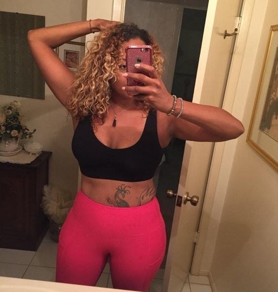 Reviewer wearing the sports bra in black