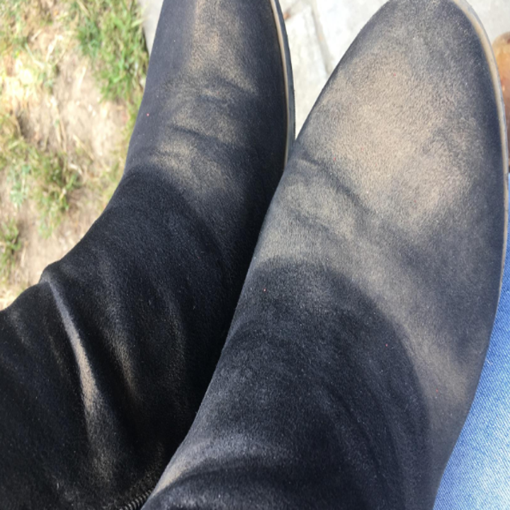Reviewer's dirty pair of boots