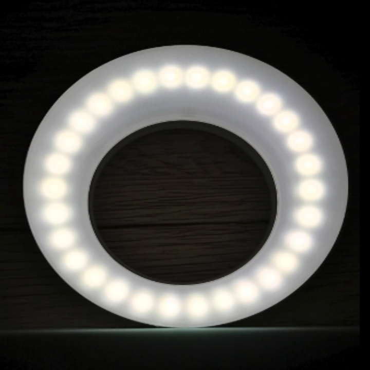 a reviewer photo of the circular lit-up ring light