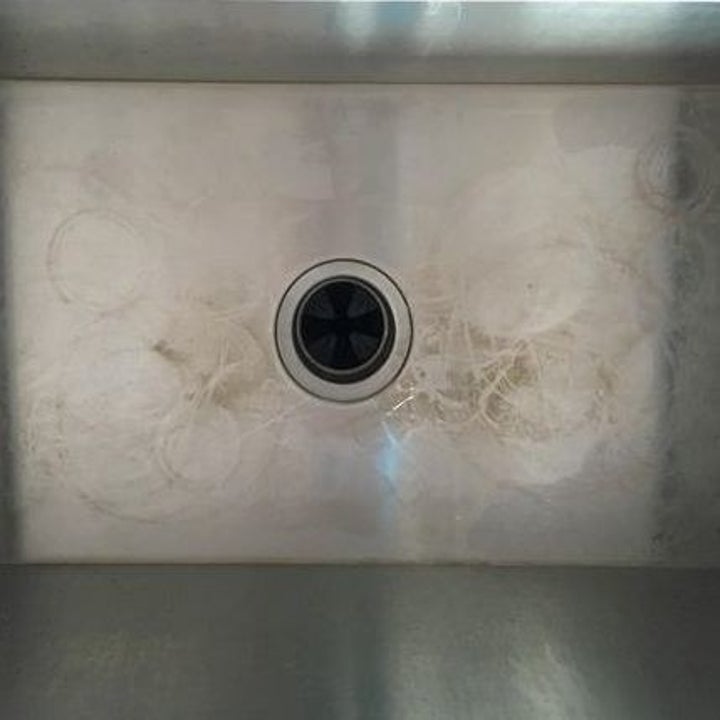 Reviewer's before picture of dirty metal sink