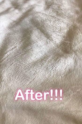 Reviewer's after of now clean white blanket