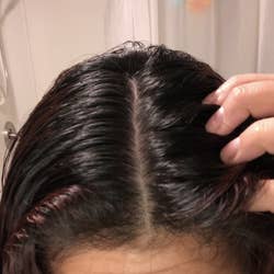 reviewer image of a customer's clean scalp after using the Heeta Scalp Care Hair Brush