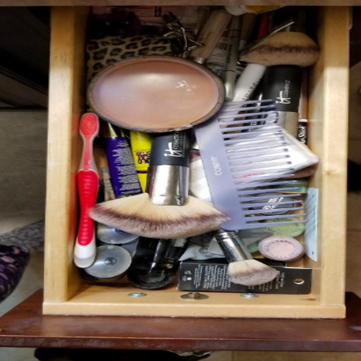 Reviewer's before picture of messy drawer