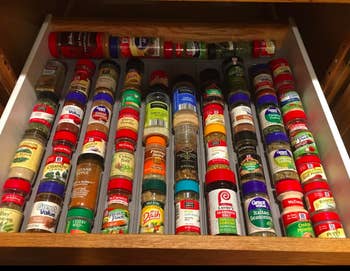 Reviewer's after picture of now organized spice drawer
