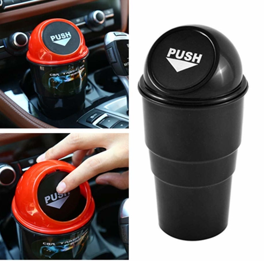 tiny trash can in cup holder