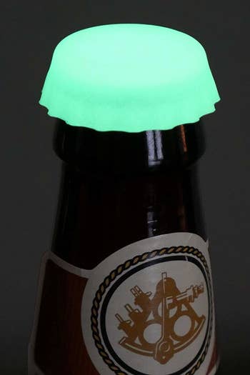 glowing cap on a beer