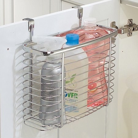 metal over the door shelf with room for three bottles