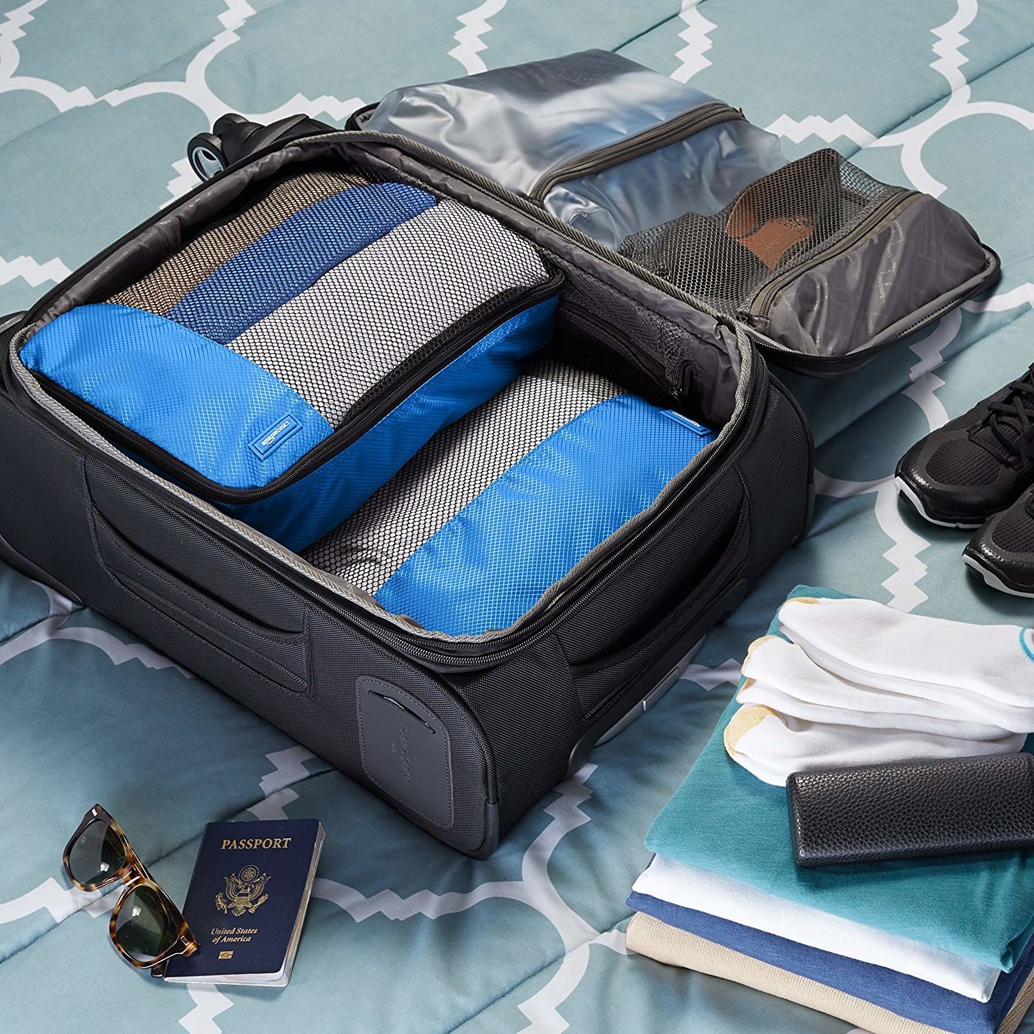 packing cubes inside of a suitcase