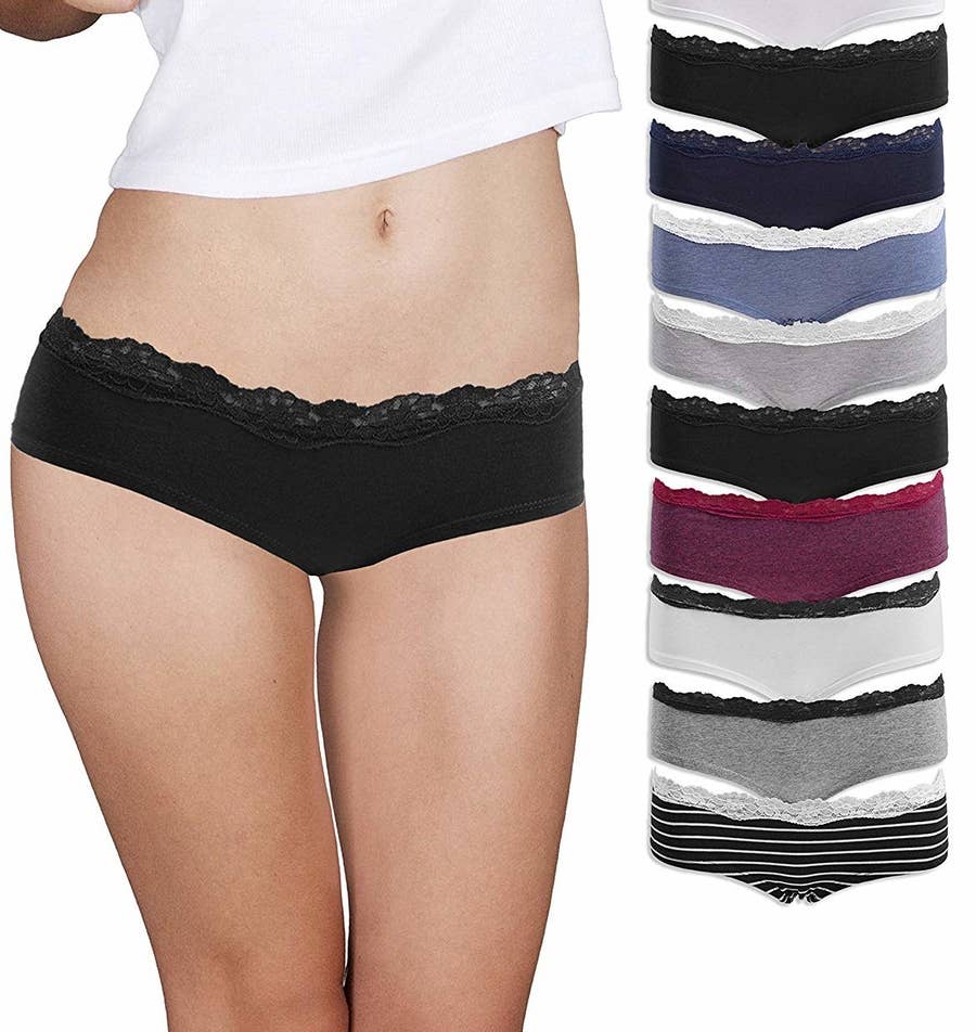 Emprella Womens 6 Pack Cotton Underwear Lace Hipster Panties Regular - Plus  Size, 10 Pack Solid Bliss, XX-Large : : Fashion