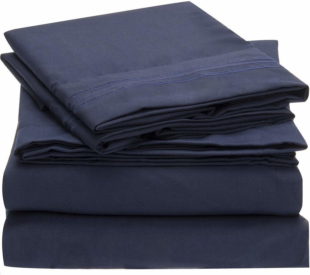 the sheets in navy blue