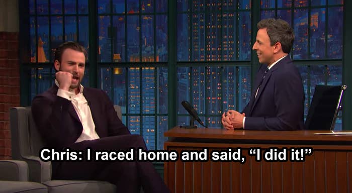 Chris telling Seth Meyers: &quot;I raced home and said I did it&quot;