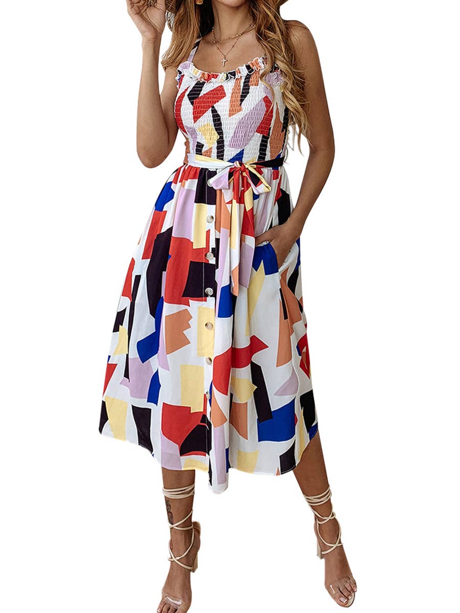 chinese dress ladies BFFBABY Plus Size Dress A Line Dresses for Women Summer Long Dresses with  Sleeve Casual Belted at Amazon Women's Clothing store main image 1