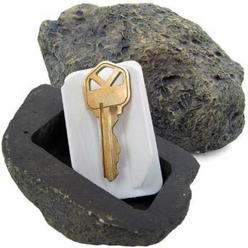 spare key inside rock