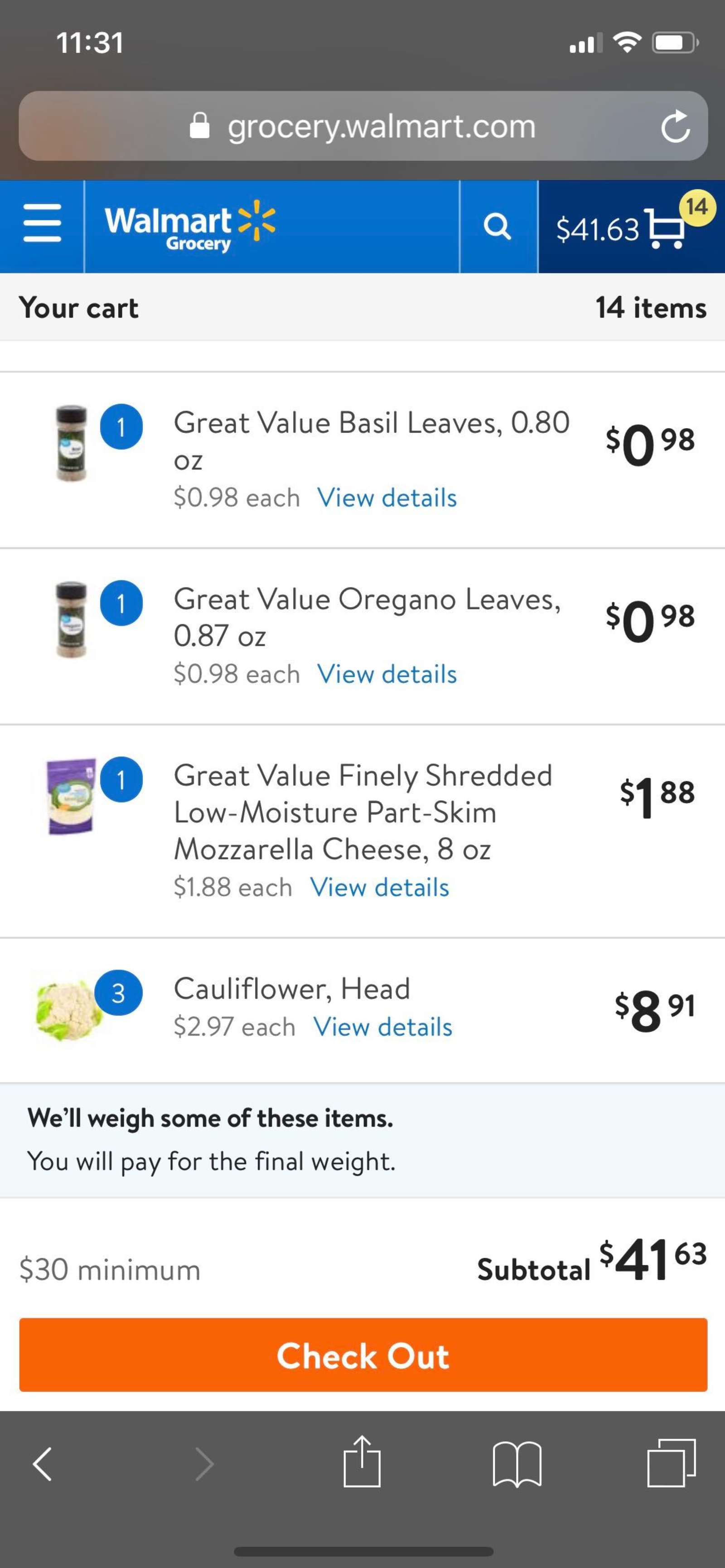 walmart grocery shopping list