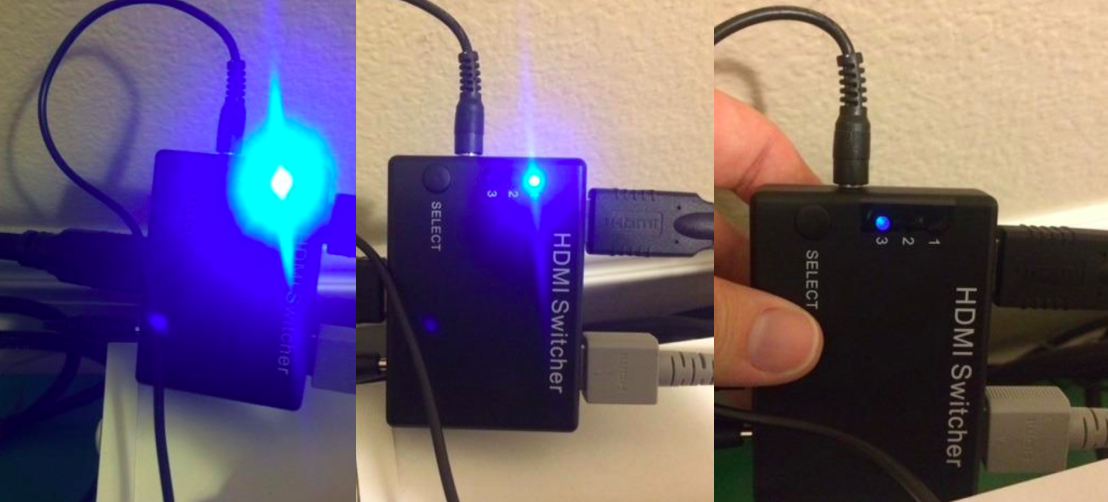 A series of customer review photos showing the lights on their devices getting dimmer thanks to the stickers