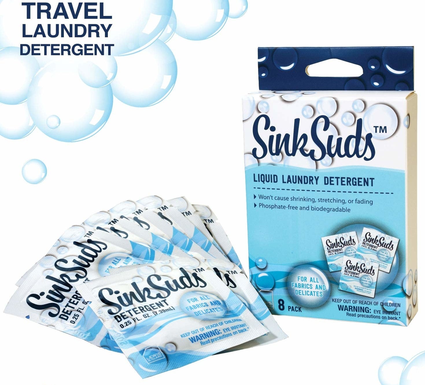 The box and packets of Sink Suds detergent