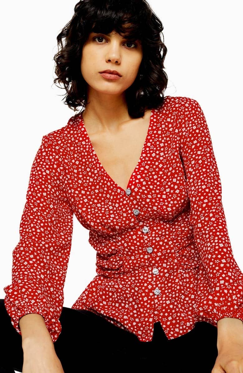 Love is Enough Red Polka Dot Wrap Top