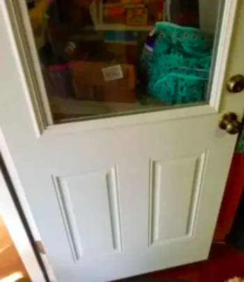 A customer review photo of their door after using the pads