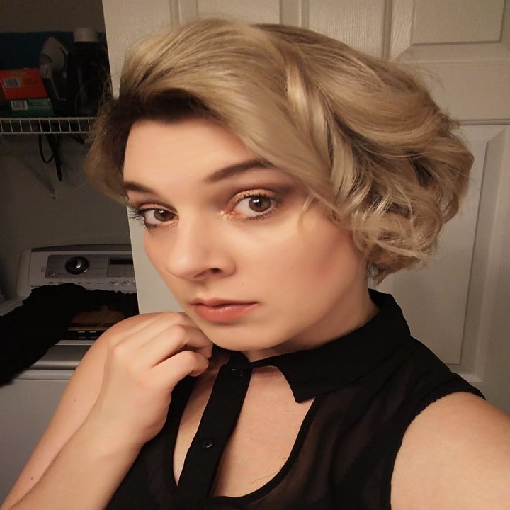 The same reviewer's face at night, showing that their makeup didn't move.