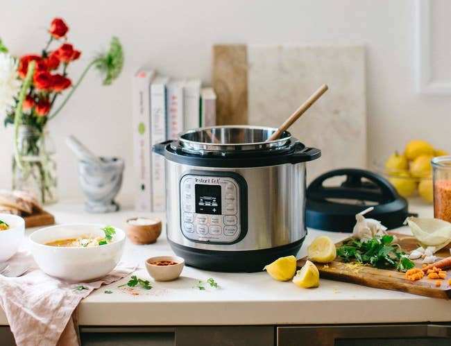 The Instant Pot with lid removed