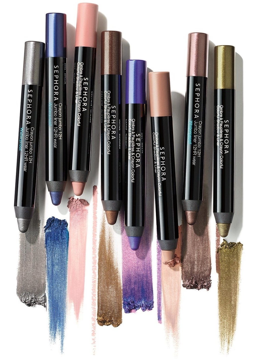 eight colorful shades of the eyeshadow stick