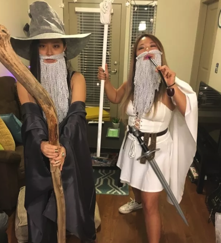 Gandalf the Grey and Sexy Gandalf the White. 