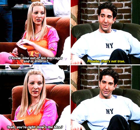 FRIENDS - Phoebe takes a dig at Ross' divorces