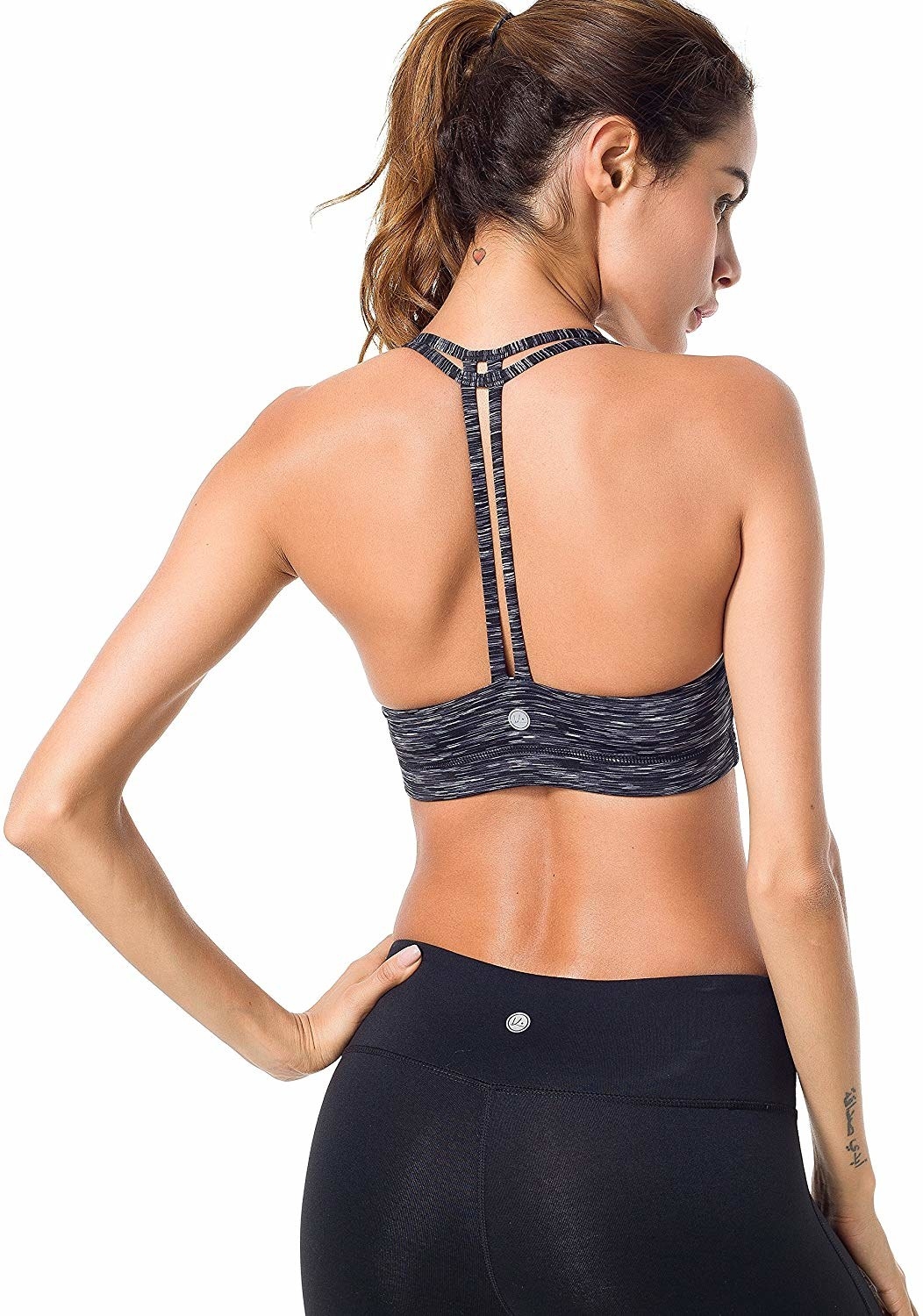Model from the back showing the double strand t-back