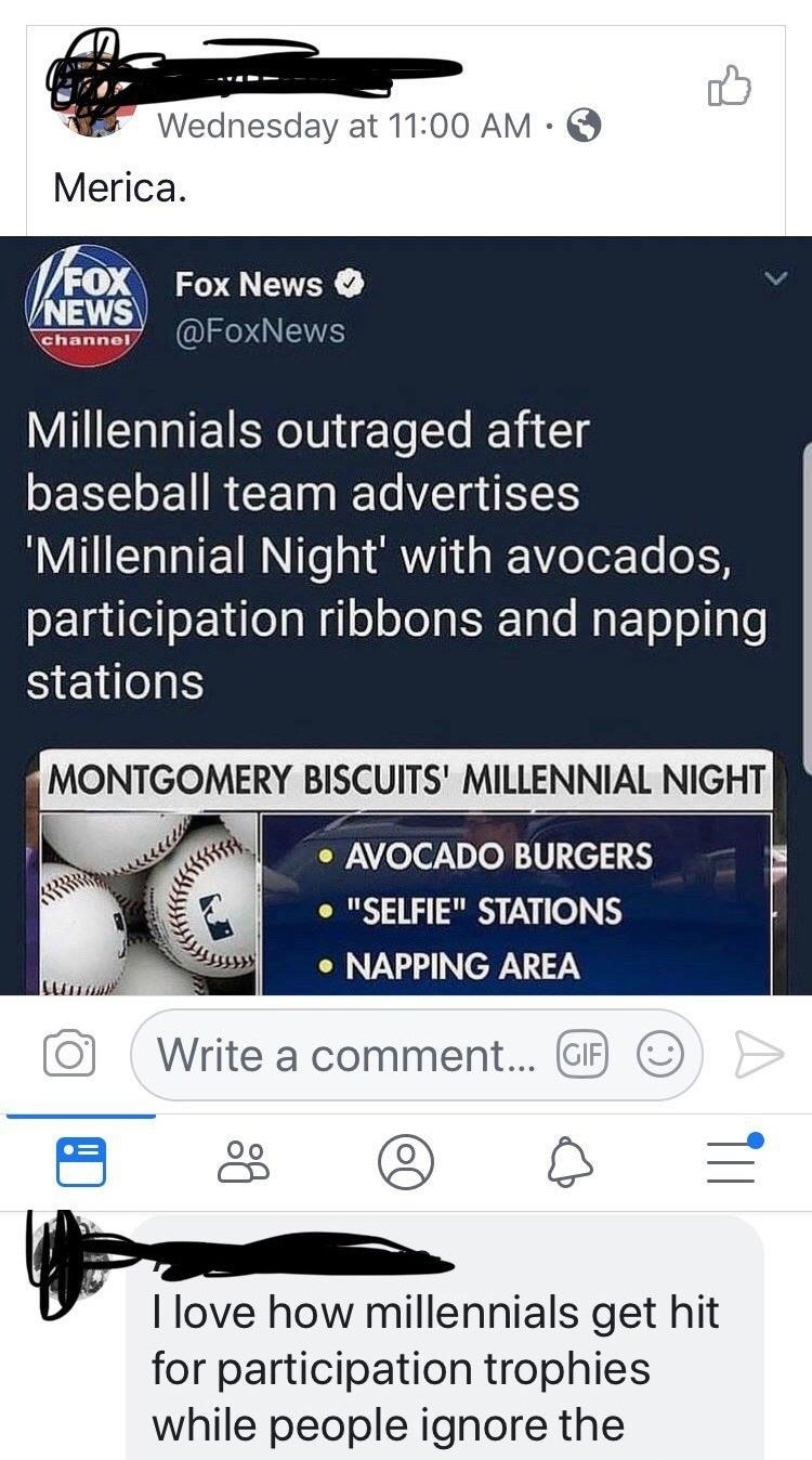 millennial pointing out boomers were the ones giving out participation trophies