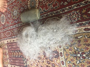 the stone next to pile of fur 