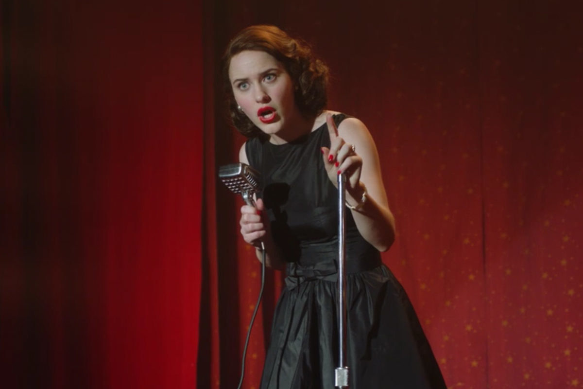 Mrs. Maisel doing stand up on stage