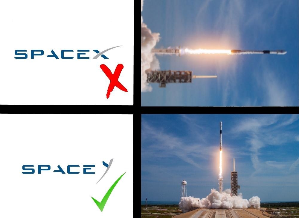 space x with a rocket going horizontal and space y with the rocket going vertical