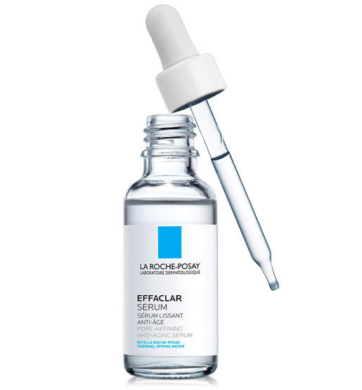 The bottle of La Roche Posay Effaclar Pore-Refining and Anti-Aging Face Serum