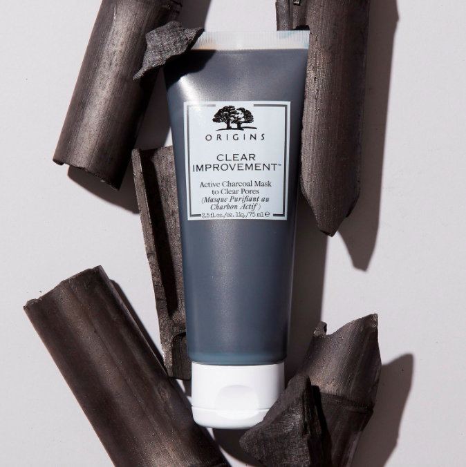 The bottle of Origins&#x27; Clear Improvement Active Charcoal Mask