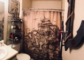 the shower curtain in another bathroom