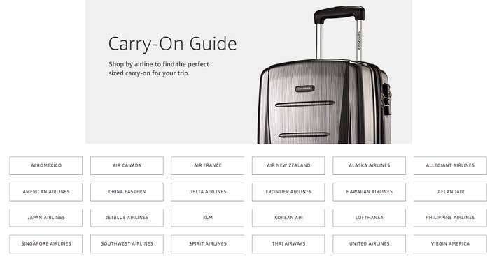 Amazon&#x27;s guide to carry-ons, including airlines like air france, hawaiian airlines, delta airlines, jetblue, and more