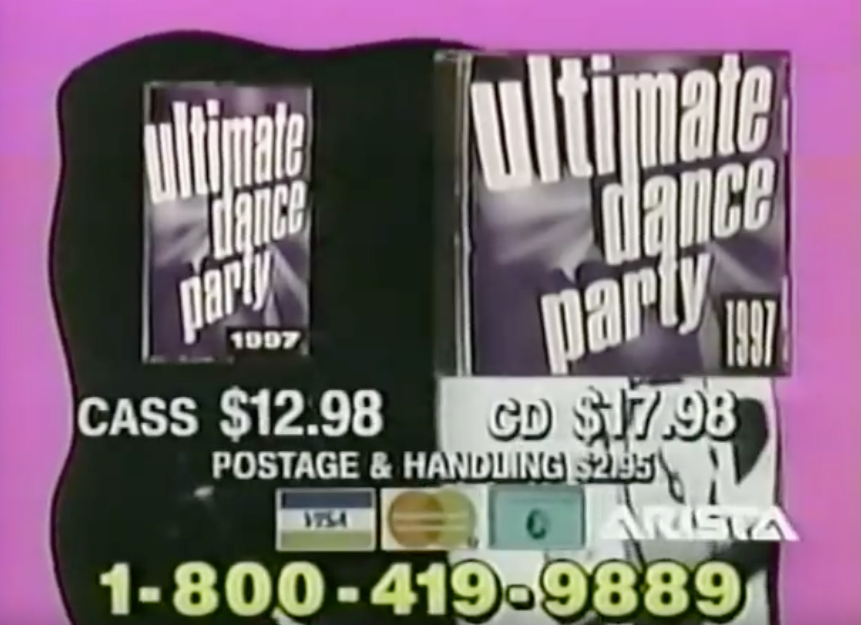 A screenshot for the commercial of the Ultimate Dance Party 1997 CD