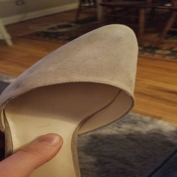 the same shoe with the material smoothed and looking like-new