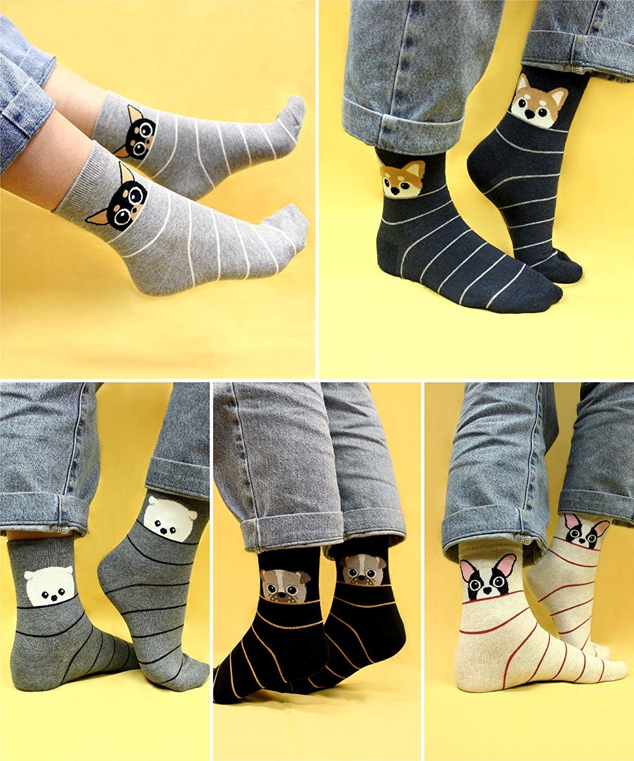 striped socks with animals on it 