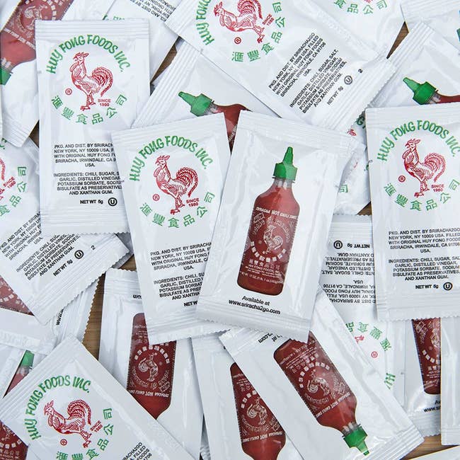 small packets of sriracha