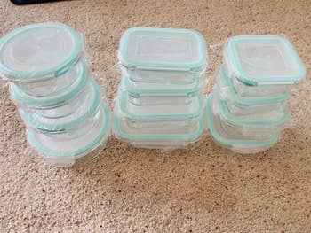 reviewer photo of three stacks of empty containers