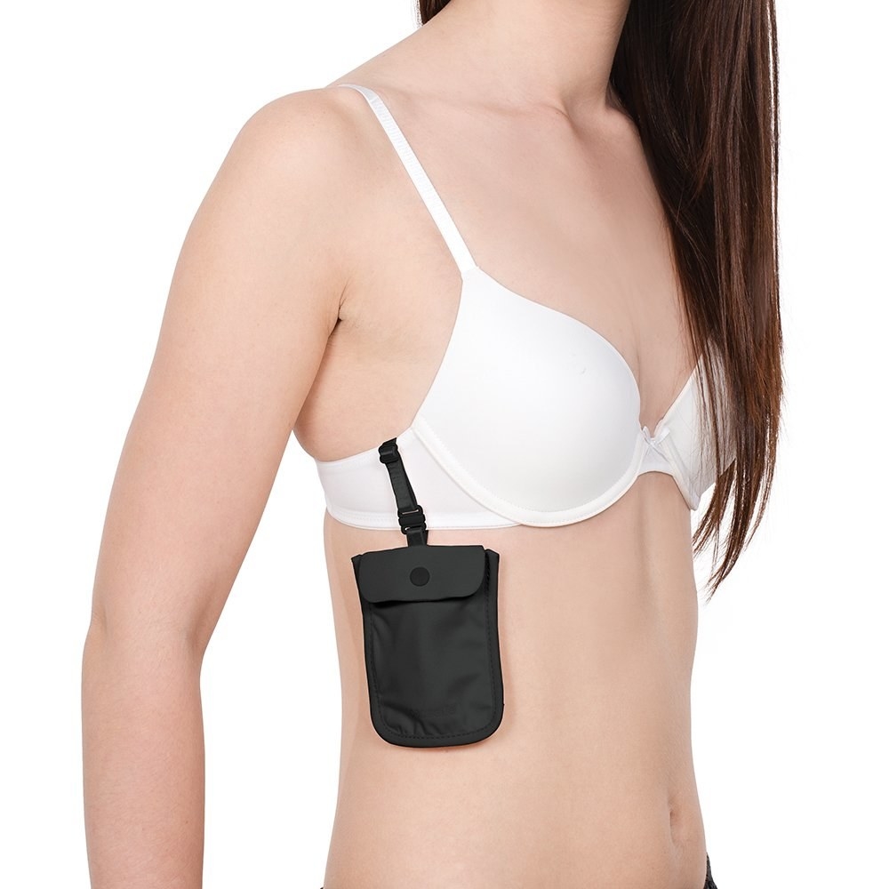 the small pouch attached to the side of a bra