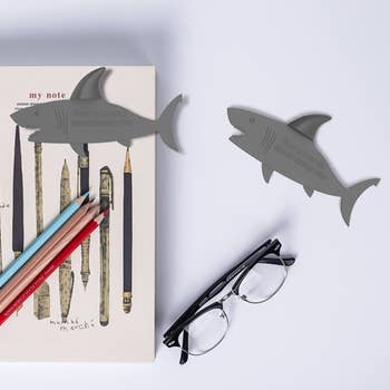 flat shark bookmarks with 3D fins