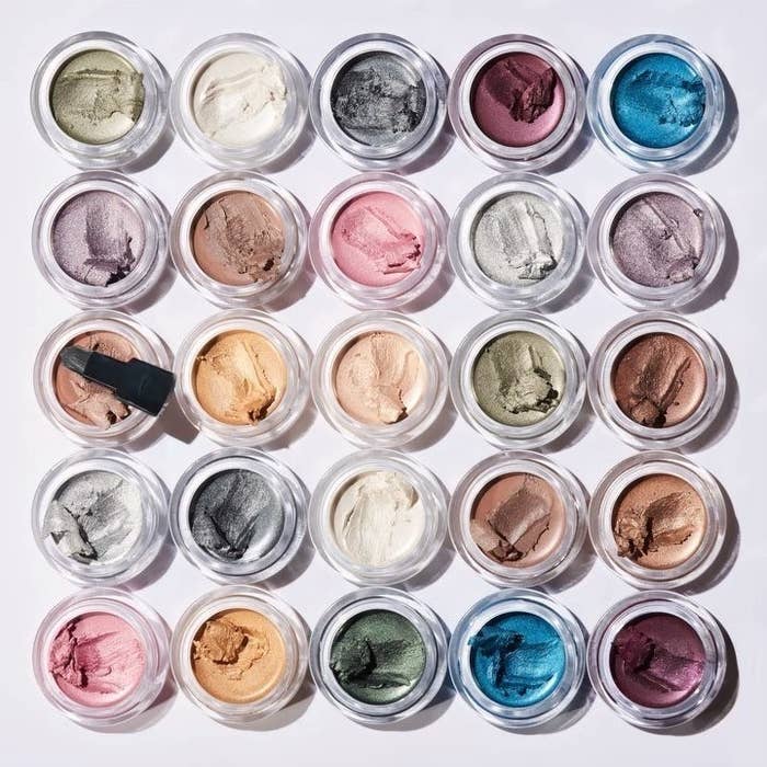 Five columns of the different colors of Revlon cream eyeshadow