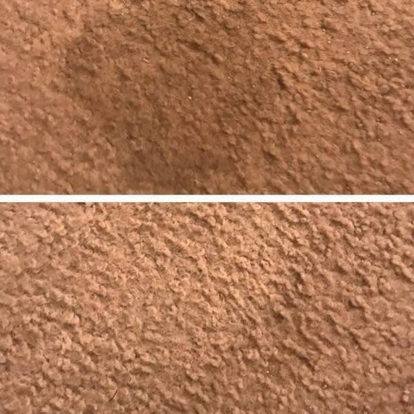 Reviewer's before photo showing a carpet stain and after photo showing a clean carpet after the stain has been lifted