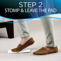 A model demonstrating step two: stomp and leave the pad