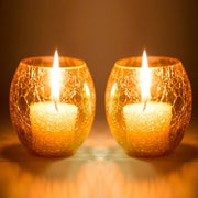 Yellow candle holders.