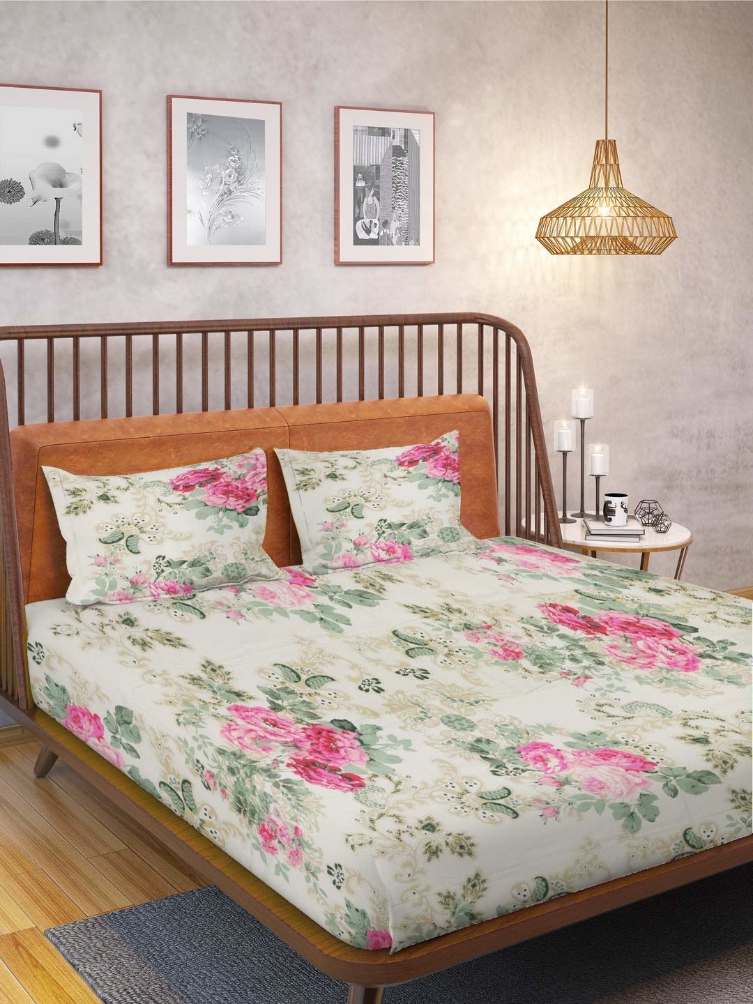 A floral white bedsheet