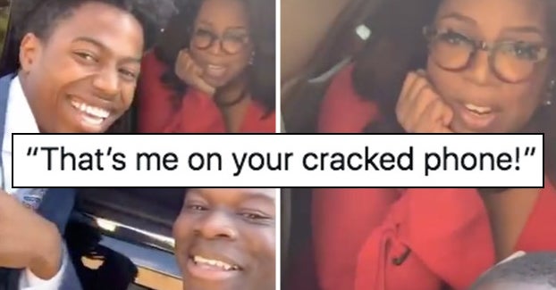 Oprah Joked About A Fan's Cracked Phone While Taking A Selfie With Him